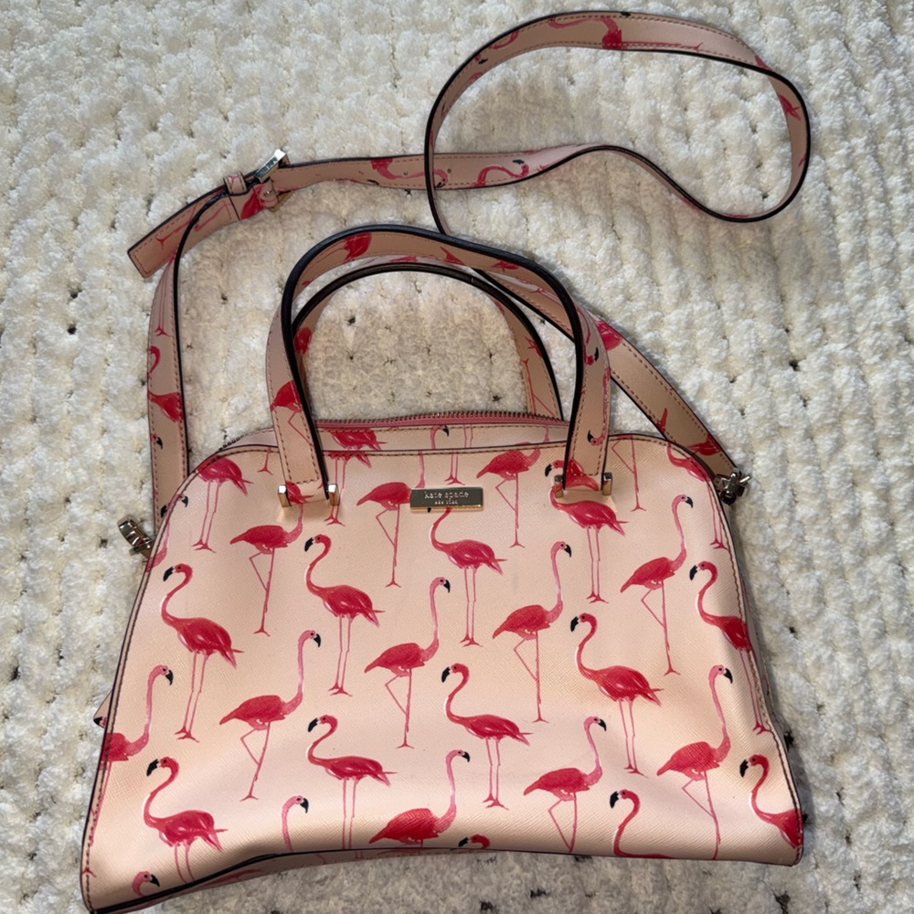 Kate Spade New York Flamingo Pink Handbag Felix Newbury Lane Tote Satchel Bag